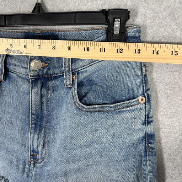 Aeropostale Curvy Mom Jean Size 4 High Rise Distressed Ripped Holes Raw Fray Hem - Picture 4 of 10